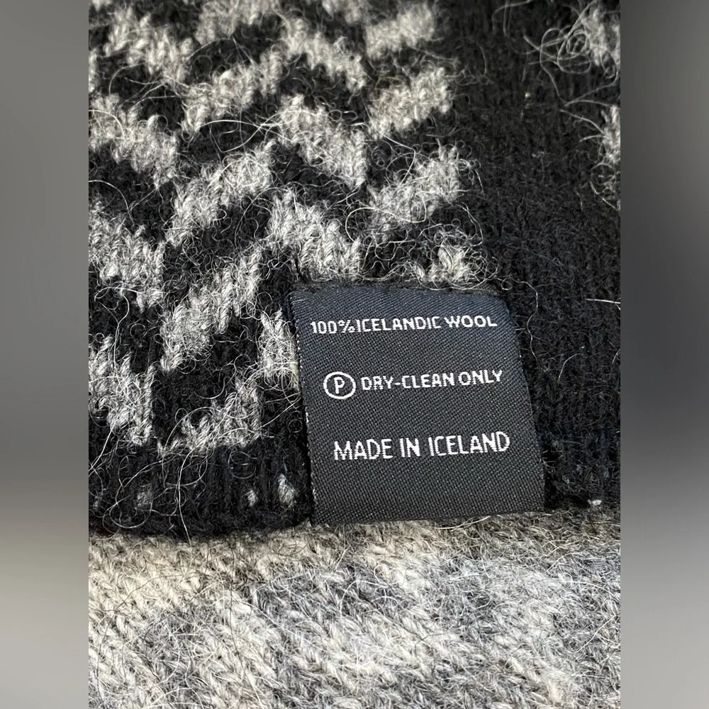 ICEWEAR 100% Icelandic Wool Nordic Black Gray Scandinavian Design Throw Blanket